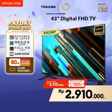 Toshiba TV 43" FHD Digital TV - Dolby Audio - 43S25KP