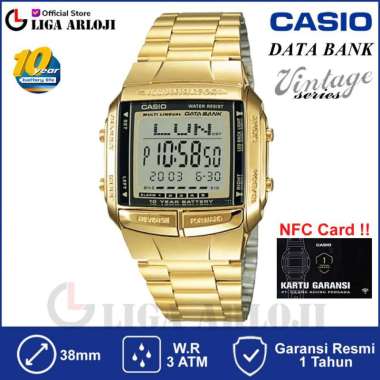 CASIO DB-360G-9ADF Jam Tangan Digital Unisex Data Bank Vintage Gold DB360 DB360G DB-360G-9