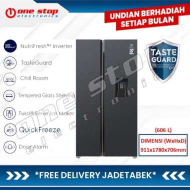 [GARANSI RESMI] ELECTROLUX ESE6141A-BID / ESE 6141A-BID Kulkas Side by Side 606L