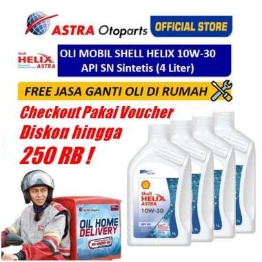 Oli Mobil Shell Helix 10W-30 (4 Ltr) + Free Ganti Oli di Tempat/Rumah