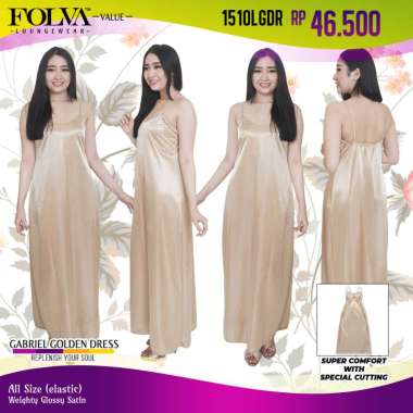 FOLVA bridesmaid dress tanktop panjang baju tidur satin 1510LGDR rose gold Semua Ukuran