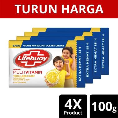 Lifebuoy Lemonfresh Bar Multi Pack Sabun Mandi 100 g [4 Pcs]