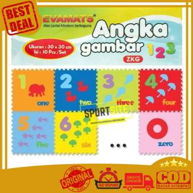 Evamat Angka Gambar. Karpet Karet Puzzle Mainan Anak Berhitung Angka Gambar