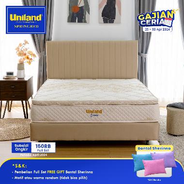 Uniland Springbed Scania Pillowtop - Kasur Spring Bed Full Set 160 x 200 Beige