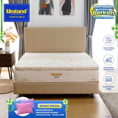 Uniland Springbed Scania Pillowtop - Kasur Spring Bed Full Set 200 x 200 Beige