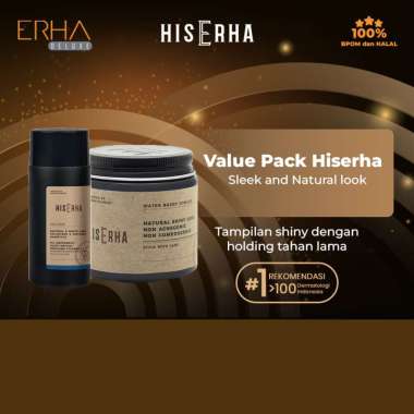 HIS ERHA Water Based Pomade 120g + Hair Dust Powder - Style Rambut Pria Natural Look