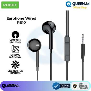 Vivan Robot RE10 Headset Earphone Bass With Mic - ROBOT ORIGINAL HITAM