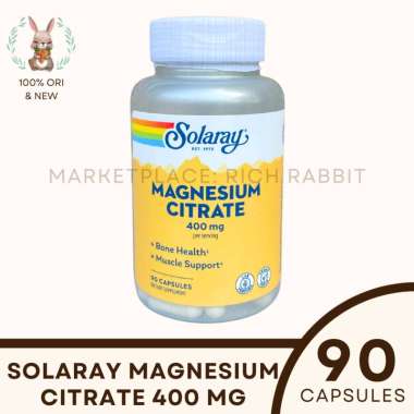 Solaray Magnesium Citrate Vitamin 400 mg Suplemen 90 Veg Caps