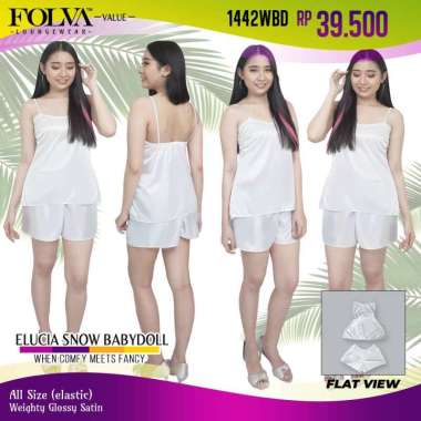 FOLVA camisole bridal tanktop bridesmaid satin 1442WBD white putih Semua Ukuran