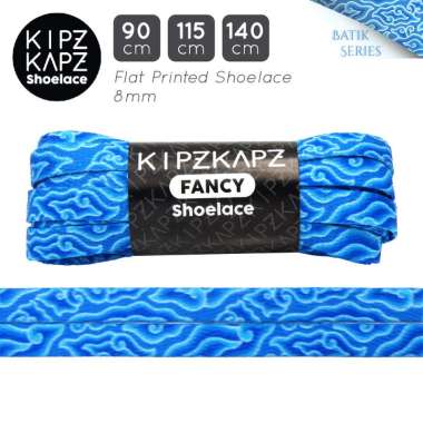 KIPZKAPZ XS63C Tali Sepatu Pipih / Flat Printed Shoelace [8mm] 115 cm Batik Blue Mega Mendung