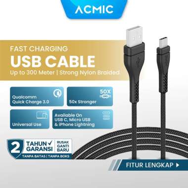 ACMIC Braided Line B200 B300 Kabel Data Charger Fast Charging 2M / 3M / 2 / 3 meter