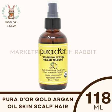 PURA D'OR D OR 100% Pure Organic Argan Oil for Body Hair Face 118 ML