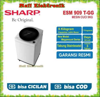 SHARP MESIN CUCI TOP LOADING ES-M909T-GG Kap 9KG