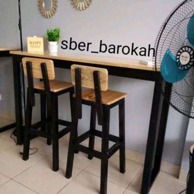 set meja makan meja cafe meja dinding cafe (1meja+2kursi) pitih
