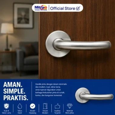 Handle Gagang Pintu Only Stainless K8816 Pasang, Minimalis - Zehn