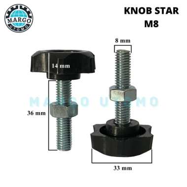 Knob Star Adjuster Baut M8 T36 dan Mur - 2 PCS