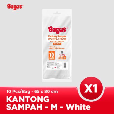 Bagus Kantong Sampah M 10 Pcs/Pack Ukuran (65 x 80 cm) - Tidak Mudah Sobek, Kuat & Lentur White