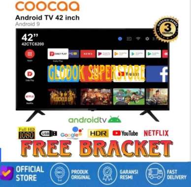 Coocaa TV LED 42 inch - FULL HD - Smart TV - Android 9.0 - Google Assistant - Netflix & Youtube - Wi