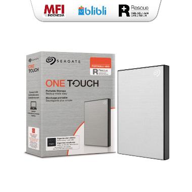 Seagate Harddisk Eksternal One Touch 2.5-Inch 2TB Silver Free Pouch --