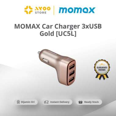 MOMAX UC5 TYPE-C Car Charger (2-Port USB-A + 1-Port Type-C) Gold [UC5L]