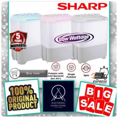 MESIN CUCI SHARP ES-T70MW T70MW 70MW 2 TABUNG 7KG SUPER SOAK MAGIC TWIN TUB SHARP
