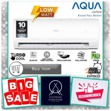 AC AQUA STANDARD 1 PK AQA-KCR9FQDL/FQDGL/FQAL TURBO COOLING LOW VOLTAGE AQUA AC LOW WATT 1PK AC ONLY