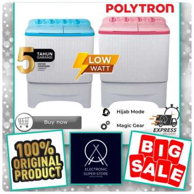POLYTRON MESIN CUCI 2 TABUNG PWM7073 PWM-7073 7073 BIG CAPACITY 7KG BIG PULSATOR TWIN TUB POLYTRON L