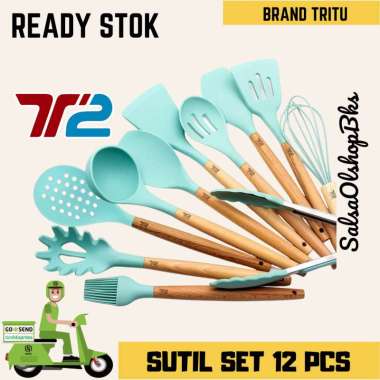 Spatula Sutil Silikon Tahan Panas 1 Set 12 Pcs BRAND TRITU | Sutil Silikon 12 Pcs Merk Tritu DARK BL