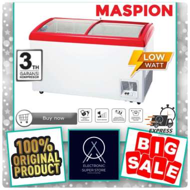 CHEST FREEZER MASPION UFH-300C UFH300C 300C 300L SLIDING FREEZER SUPER FAST FREEZING LOW WATT MASPIO
