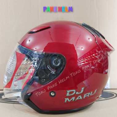 HELM KYT DJ MARU MERAH MARUN RED MAROON KYT HALF FACE DJMARU L