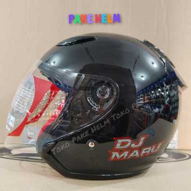 HELM KYT DJ MARU HITAM GLOSS BLACK KYT HALF FACE DJMARU XL