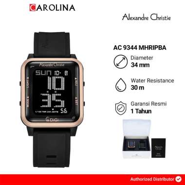 Jam Tangan Pria Alexandre Christie Digi AC 9344 MHRIPBA Black Dial Black Rubber Strap