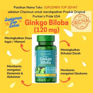 ORIGINAL Puritan Ginkgo Biloba Standardized Extract 120mg 100 kapsul meningkatkan Daya Ingat