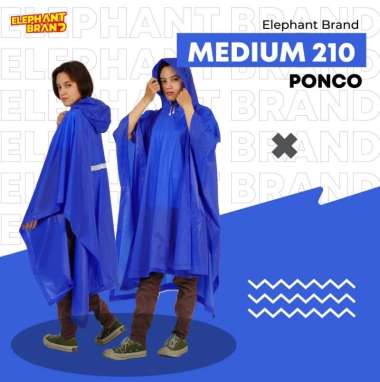 Jas Hujan Ponco Medium 210 Raincoat Parasut Mantel Poncho Gajah Cakep Ponco Medium 210 Biru