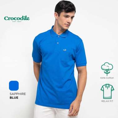 Crocodile COLE 1 - Kaos Kerah Pria Men Polo Original Relax fit - Katun Sapphire Blue XXL