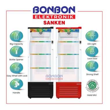 Sanken Showcase Display Cooler 220L SRS-229BK/229MR / SRS 229 BK MR - Hitam