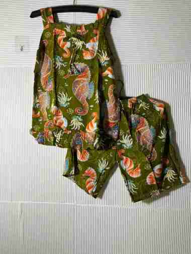 setelan kencana ungu hot pants 33 label biru - stelan baju tidur HP 33 KUB motif D