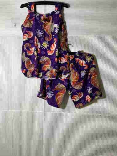 setelan kencana ungu hot pants 33 label biru - stelan baju tidur HP 33 KUB motif A