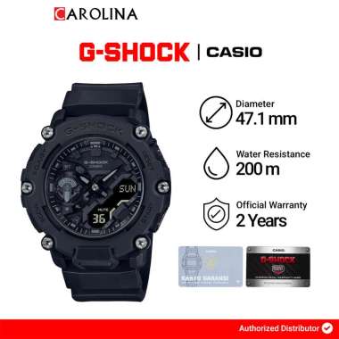 Jam Tangan Pria Casio G-SHOCK GA-2200BB-1A Carbon Core Guard Black Digital Analog Dial Black Resin B