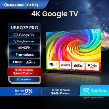 Google TV CHiQ 55 inch Smart TV 4K UHD-HDR10+DBX Dolby Audio Google Assistant Netflix Youtube Digita