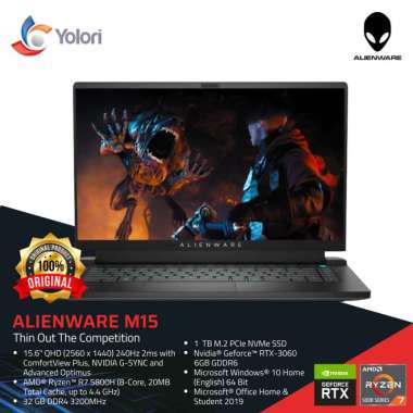 Alienware M15 R5 R7-5800H 32GB 1TB Nvidia RTX 3060 6GB Windows 10 + OHS 2019