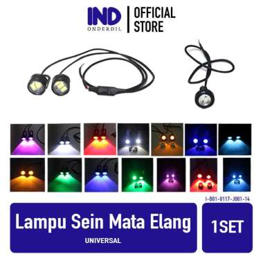 Lampu Sein-Sen Mata Elang 3 LED-Mata Depan Belakang Strobo-Kedap-Kedip Flash-Blitz 1 Set Putih-Hijau
