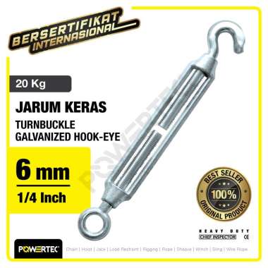 Turnbuckle - Jarum Keras Galv Hook & Eye M6 Span Skrup POWERTEC