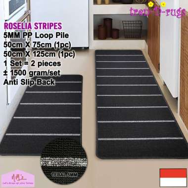 Tren-D-rugs Karpet keset kaki salur stripe garis line alas lantai lorong panjang runner dapur set ka