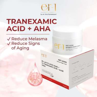 er-1 by dr. Erna Anti Aging Intensive Night Cream with 8% Lactic acid (AHA)+ 1% Tranexamic Acid + Al