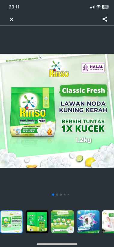 Promo Harga Rinso Anti Noda Deterjen Bubuk + Molto Classic Fresh 1200 gr - Blibli