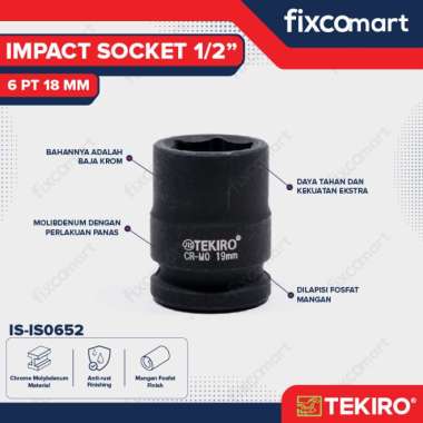 Tekiro Impact Socket 1/2 inch 6 PT 18 mm / mata sock impact