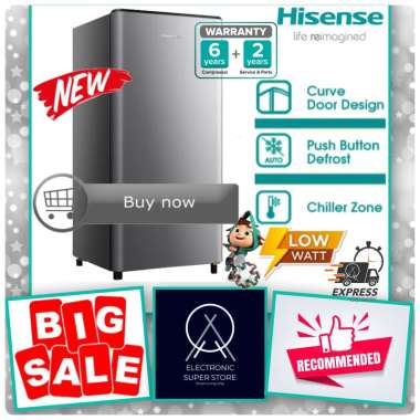 KULKAS HISENSE 1 PINTU RR195D4IGN RR198 PREMIUM FAST FREEZING SUPER LOW WATT LEMARI ES 1 PINTU HISEN