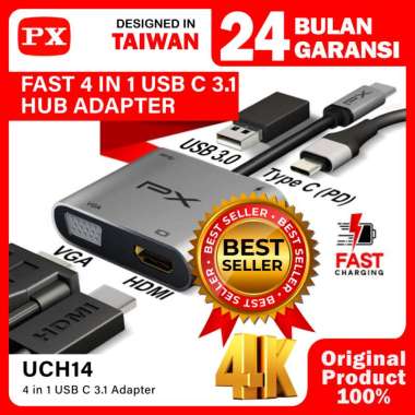 Type C 3.1 to HDMI VGA USB Hub Converter Adaptor 4 in 1 4K PX UCH14