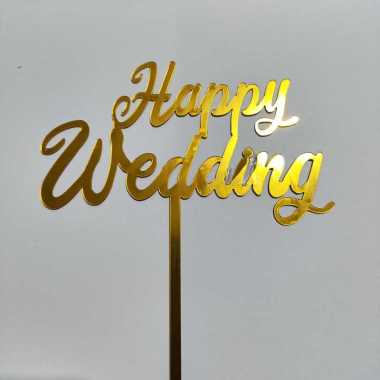 (1pc) topper acrylic happy anniversary happy wedding topper kaca happy wedding engaged Happy Wedding
